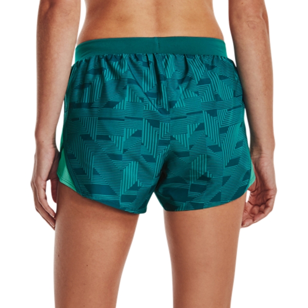 Under Armour Fly By 2.0 Print 3.5in Shorts - Coastal Teal