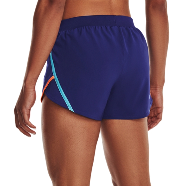 Under Armour Fly By 2.0 3in Shorts - Sonar Blue/Orange Blast
