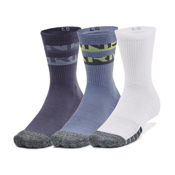 Running Socks Under Armour HeatGear Novelty Crew Socks  Aurora Purple/White/Tempered Steel 13620460767