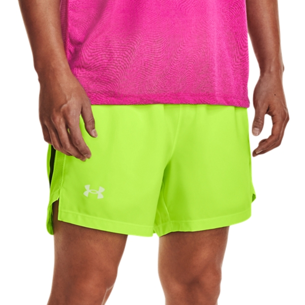 Pantaloncino Running Uomo Under Armour Launch Woven 5in Pantaloncini  Lime Surge/Black/Reflective 13614920369