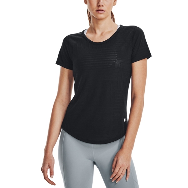 Women's Running T-Shirts Under Armour Streaker Deco Diamond TShirt  Black/Reflective 13768140001