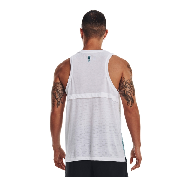 Under Armour Streaker Wind Tank - White/Coastal Teal