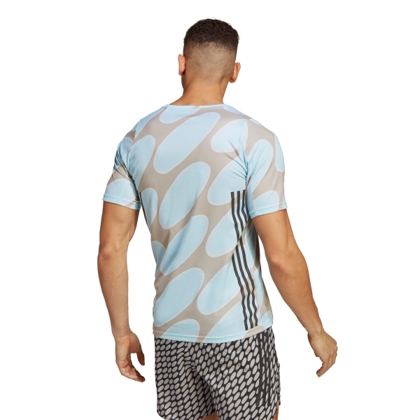 adidas x Marimekko Rise 3 Stripes T-Shirt - Ice Blu/Light Brown/Halo Blue/White