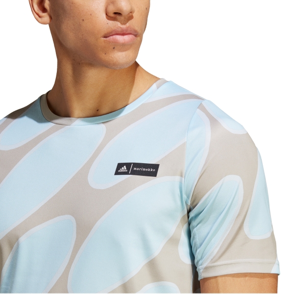 adidas x Marimekko Rise 3 Stripes T-Shirt - Ice Blu/Light Brown/Halo Blue/White
