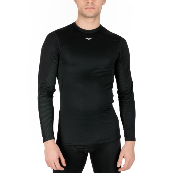 Men's Shirt Underwear Mizuno Mid Weight Light Crew Shirt  Black A2GA155109