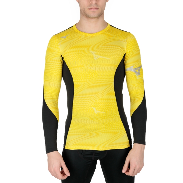 Men's Shirt Underwear Mizuno Virtual G3 Crew Shirt  Cyber Yellow A2GA150545