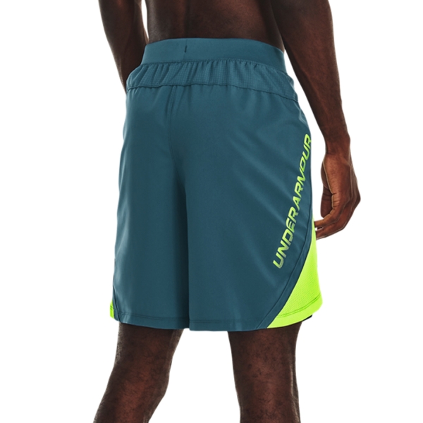 Under Armour Launch Graphic 7in Shorts - Static Blue/Lime Surge