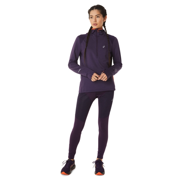 Asics Winter Run Hoodie - Night Shade Heather/Nova Orange