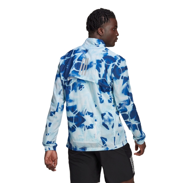 adidas Marathon Graphic Jacket - White/Royal Blue Print