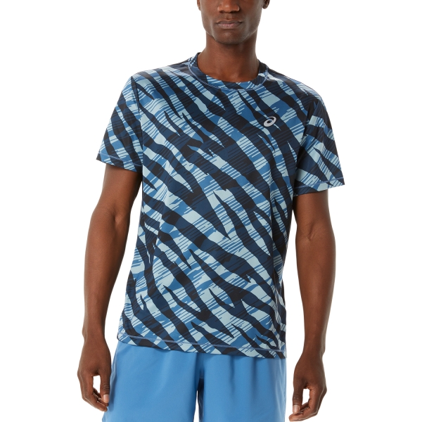 Men's Running T-Shirt Asics Wild Camo TShirt  Azure/Performance Black 2011C389400