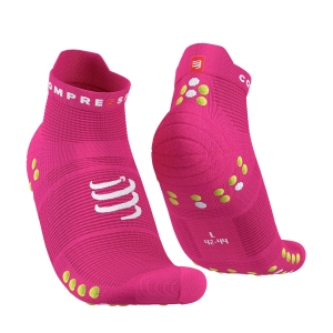 Running Socks Compressport Pro Racing V4.0 Logo Socks  Fluo Pink/Primerose XU00047B360