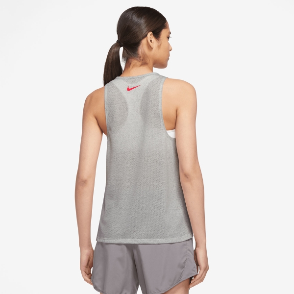 Nike Dri-FIT Logo Tank - Light Smoke Grey/Grey Fog/Bright Crimson