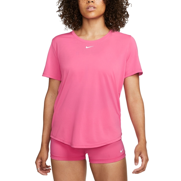 Camisetas Fitness y Training Mujer Nike One DriFIT Logo Camiseta  Pinksicle/White DD0638684