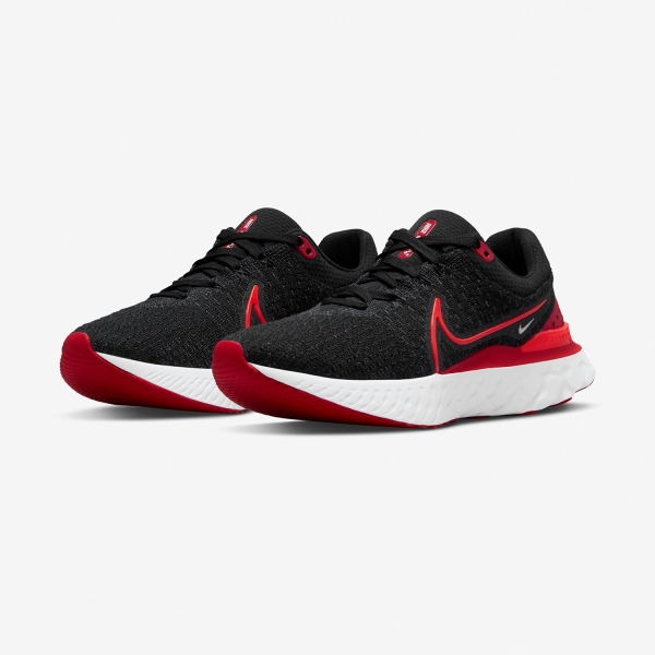 Nike React Infinity Run Flyknit 3 - Black/Bright Crimson/University Red