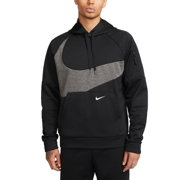 Men's Sweatshirt and Shirts Nike ThermaFIT Swoosh Hoodie  Black/Charcoal Heathr/White DQ5401010