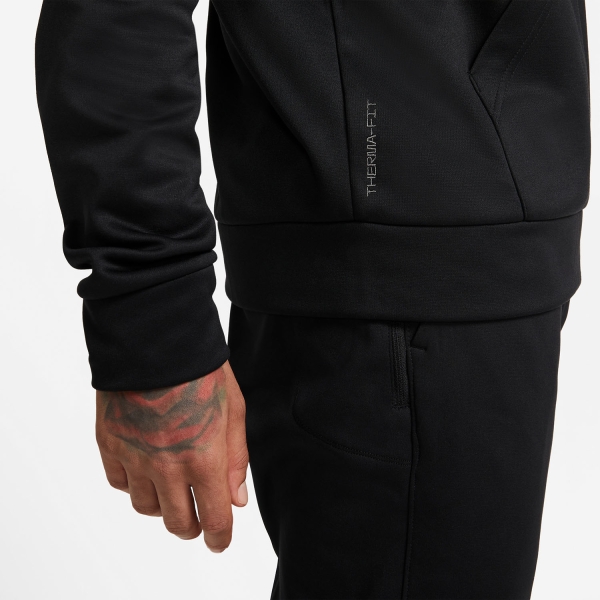 Nike Therma-FIT Swoosh Sudadera - Black/Charcoal Heathr/White