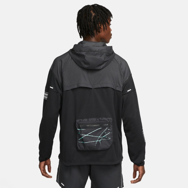 Nike Windrunner Logo Chaqueta - Black/Iron Grey/Light Menta