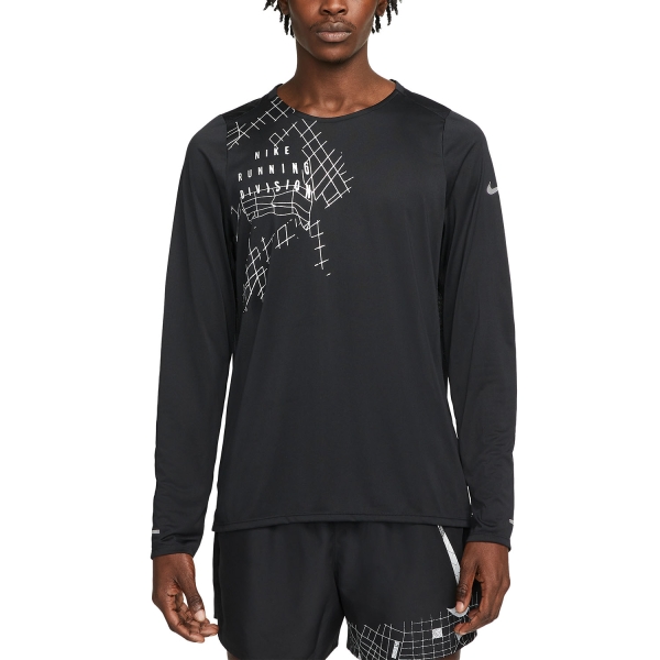 Men's Running Shirt Nike Run Division Rise 365 Shirt  Black/Reflective Silver DQ6547010