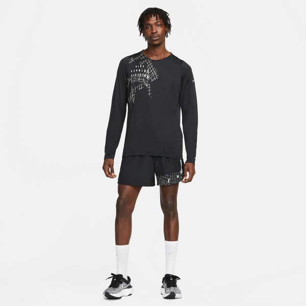 Nike Run Division Rise 365 Shirt - Black/Reflective Silver