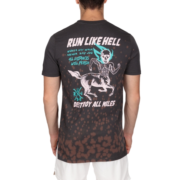 Under Armour Destroy All Miles Logo T-Shirt - Jet Gray/Cerulean/Retro Pink