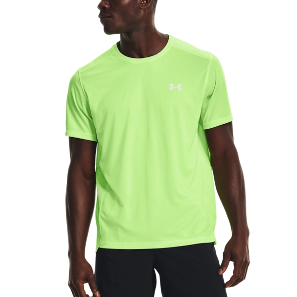Under Armour HeatGear Streaker 2.0 Lime Green Mens Sports Gym Running T Shirt 