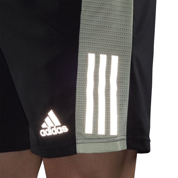 adidas Own The Run Logo 5in Shorts - Black/Almost Lime/Reflective Silver