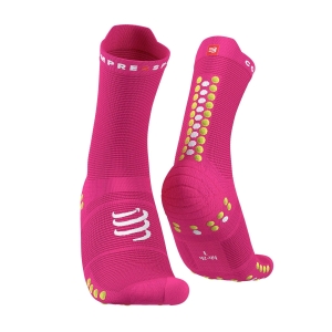 Running Socks Compressport Pro Racing V4.0 Socks  Fluo Pink/Primerose XU00046B360