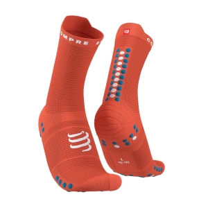 Running Socks Compressport Pro Racing V4.0 Socks  Orangeade/Fjord Blue XU00046B410