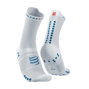 Running Socks Compressport Pro Racing V4.0 Socks  White/Fjord Blue XU00046B011