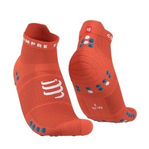 Running Socks Compressport Pro Racing V4.0 Logo Socks  Orangeade/Fjord Blue XU00047B410
