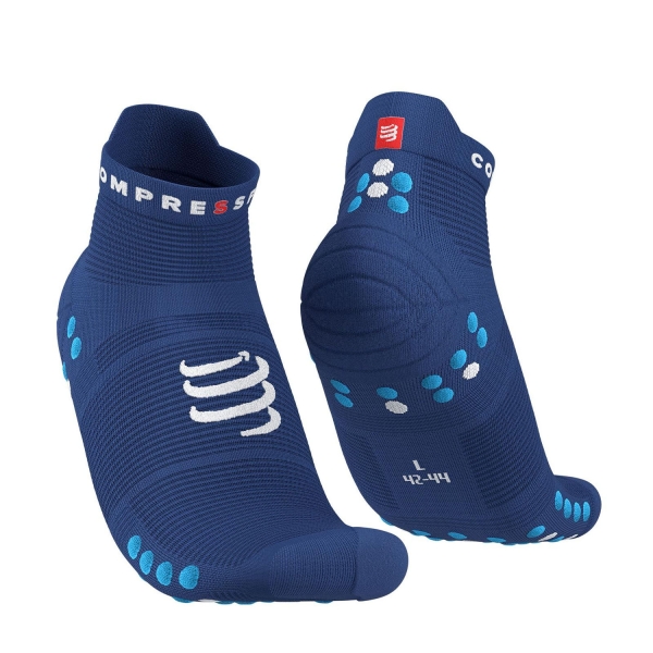 Calze Running Compressport Pro Racing V4.0 Logo Calze  Solidate/Fluo Blue XU00047B533