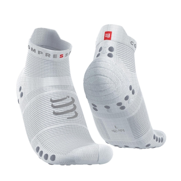 Running Socks Compressport Compressport Pro Racing V4.0 Logo Socks  White/Alloy  White/Alloy 