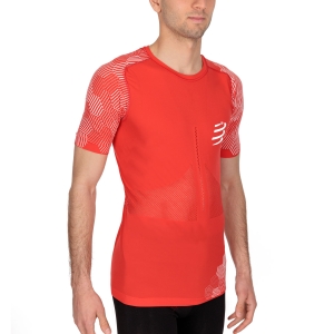 Men's Running T-Shirt Compressport Racing TShirt  Red/White AM00128B005