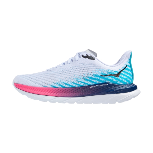 Hoka Mach 5 - White/Scuba Blue