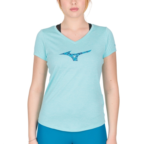 Women's Running T-Shirts Mizuno Mizuno Impulse Core Logo TShirt  Angel Blue  Angel Blue 
