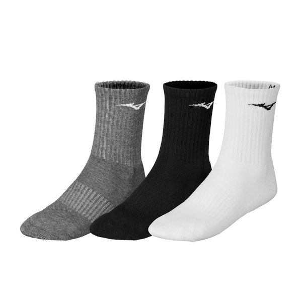 Running Socks Mizuno Logo x 3 Socks  White/Black/Melange 32GX2505Z99