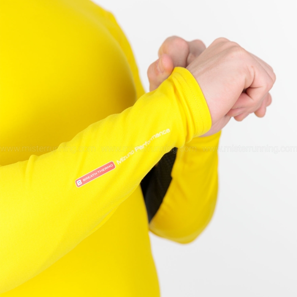 Mizuno Mid Weight Crew Maglia Intima - Cyber Yellow