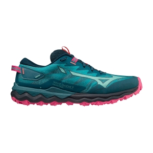 Women's Trail Running Shoes Mizuno Wave Daichi 7  Gulf Coast Lagoon/Pink Peacock J1GK227132
