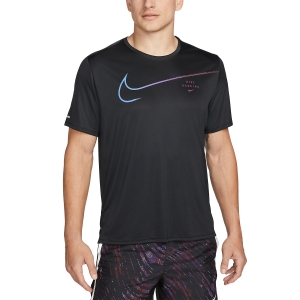 Men's Running T-Shirt Nike DriFIT Division Miler Logo TShirt  Black/Sangria DM4811010