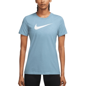 Camisetas Fitness y Training Mujer Nike Dry Crew Camiseta  Worn Blue/Pure/White AQ3212495
