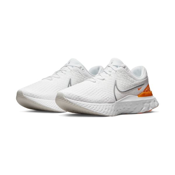 Nike React Infinity Run Flyknit 3 - White/Particle Grey/Kumquat Photon/Dust