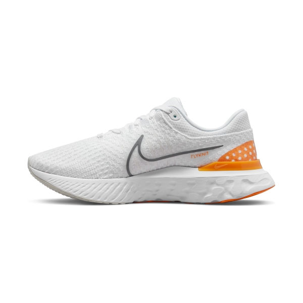Nike React Infinity Run Flyknit 3 - White/Particle Grey/Kumquat Photon/Dust