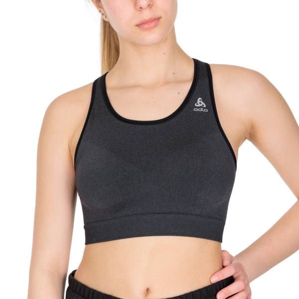 Women's Sports Bra Odlo Medium Ceramicool Sports Bra  Black/Melange 13142115015