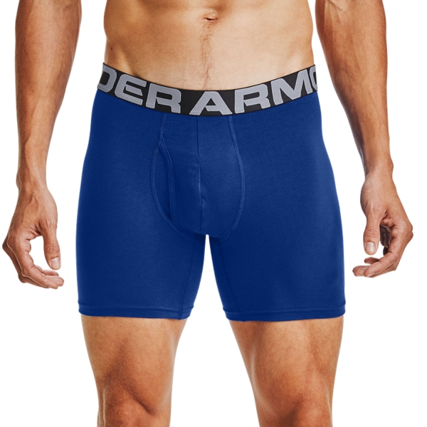 Men's Briefs and Boxers Underwear Under Armour Charged Cotton 6in x 3 Boxer  Royal/Academy/Mod Gray Medium Heather 13636170400