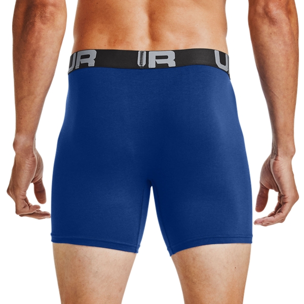 Under Armour Charged Cotton 6in x 3 Boxer - Royal/Academy/Mod Gray Medium Heather
