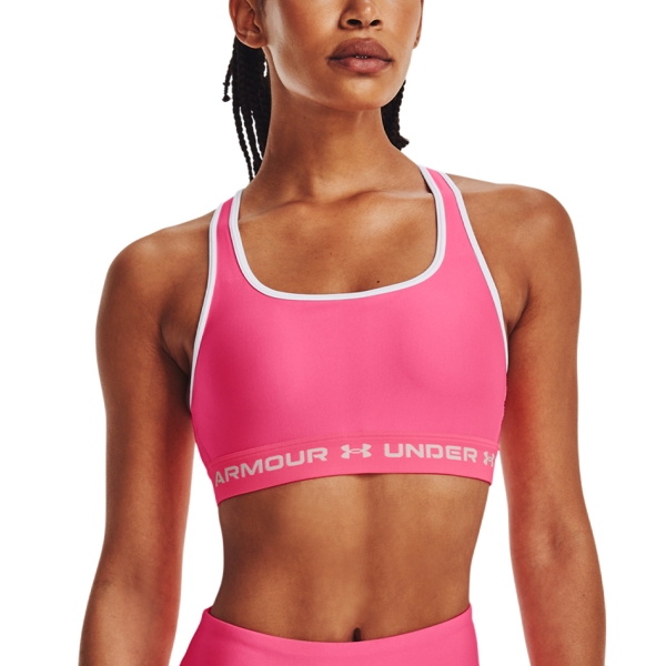 Women's Sports Bra Under Armour Crossback Mid Sports Bra  Pink Punk/White 13610340640