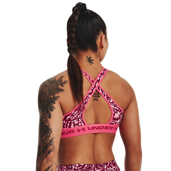 Under Armour Crossback Print Sports Bra - Penta Pink/Black Rose