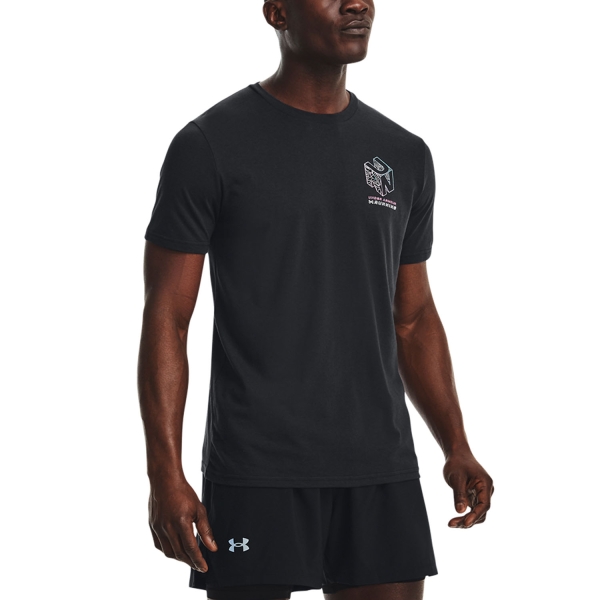 Men's Running T-Shirt Under Armour Gradient Grid TShirt  Black/White 13740110001