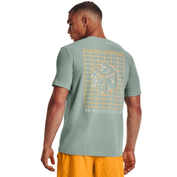 Under Armour Gradient Grid T-Shirt - Opal Green/Orange Shock