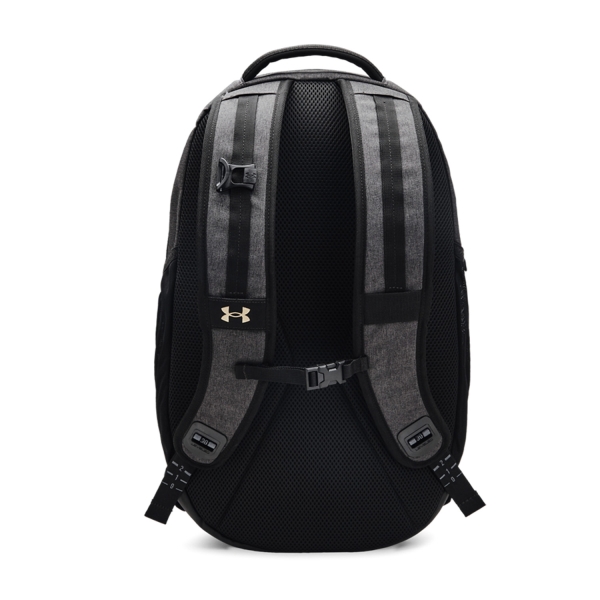 Under Armour Hustle Pro Mochila - Black Medium Heather/Black/Metallic Gold